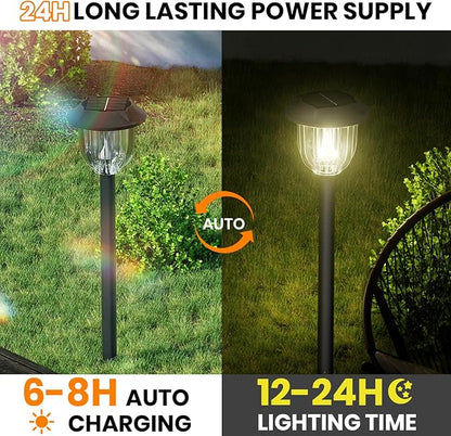 AOSEA Bright Solar Pathway Lights Outdoor, 6 Pack LED Solar Path Lights for Outside IP65 Waterproof, Landscape Lighting,Garden Decorative for Yard,Patio,Walkway,Sidewalk,Driveway,Lawn