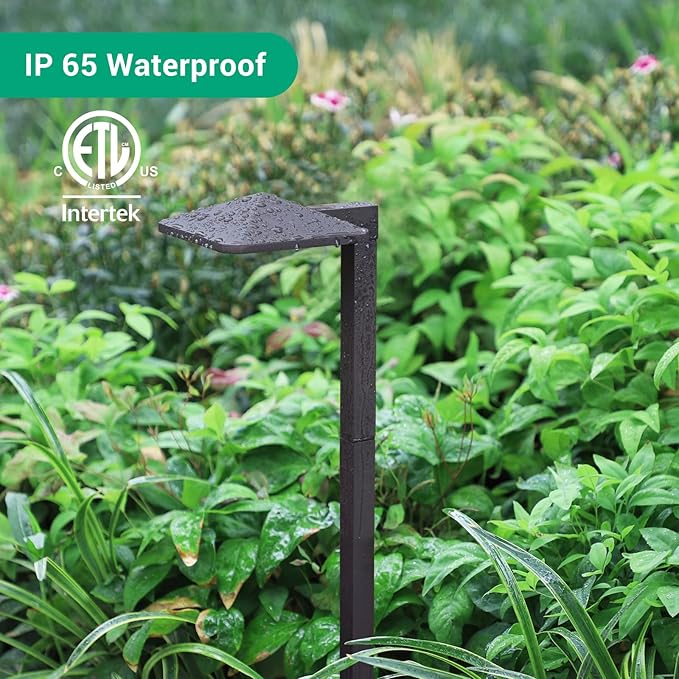 EDISHINE Low Voltage Landscape Lighting, Landscape Path Lights with Pyramid Exterior, Aluminum, 3000K & 50000Hrs, Outdoor Pathway Lights Wired for Garden, Yard, Driveway, 4 Pack