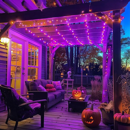 JMEXSUSS 400LED Orange and Purple Halloween Lights Indoor Outdoor Waterproof, 132ft 8 Modes String Lights Plug in with Remote for Room Garden Patio Yard Halloween Decor