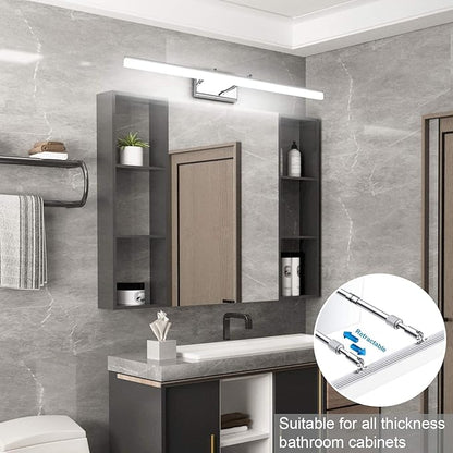 Aipsun 31.5 inch LED Vanity Lights Adjustable Bathroom Light Fixtures Bathroom Lighting Fixture Over Mirror Chrome Modern Vanity Lighting 5500K