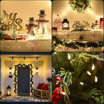 Fairy Lights Plug in 130Ft 2000LED Warm Christmas Wreath Twinkle Lights with Timer Remote Waterproof Firecracker Firefly Cluster String Light for Bedroom Graland Party Tree Decor Black Wire