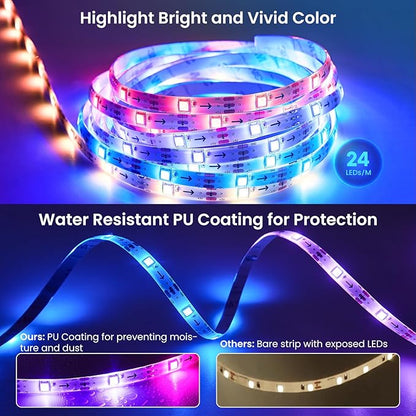 26.25ft LED Lights for 75-100 Inch TV, RGB+IC TV Lights Backlight Strip Behind, with 44 Scene Modes, Bluetooth APP and Voice Control, Music Sync Smart Ambient Lighting for Gaming, Bedroom, Living Room