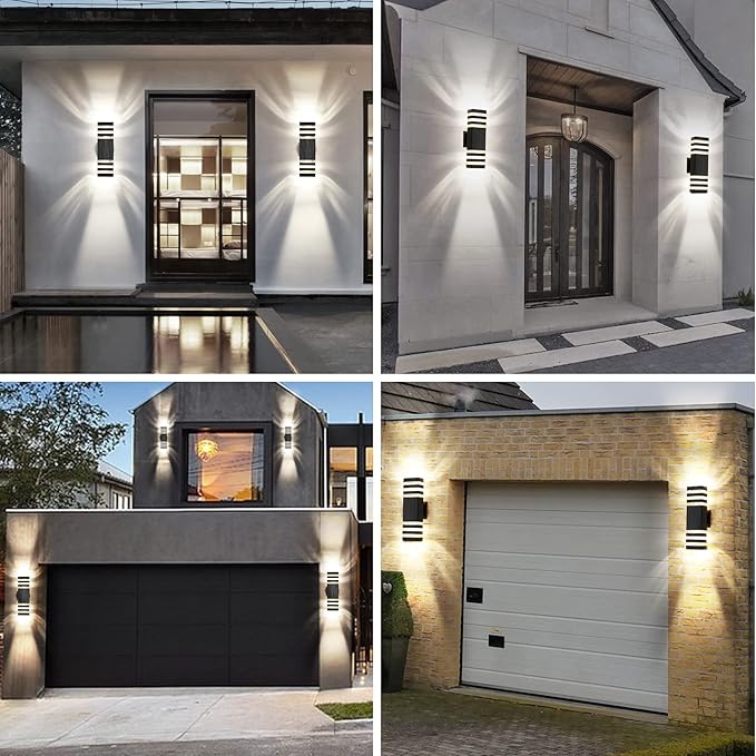 2 Pack LED Up and Down Lights, Outdoor Light Fixture, Exterior Lights for House, GU10 Bulbs 14W IP65 3000K 1200LM Warm White, Square Outdoor Sconce for Front Porch, Patio, Garage