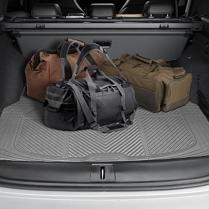 CAR PASS Floor Mats for Cars M-L Size, Heavy Duty Rubber Floor Mats with Trunk Cargo Liner, Universal Trim-to Fit Automotive Floor mats for Truck Van SUV Waterproof All Weather Car Mats All Gray