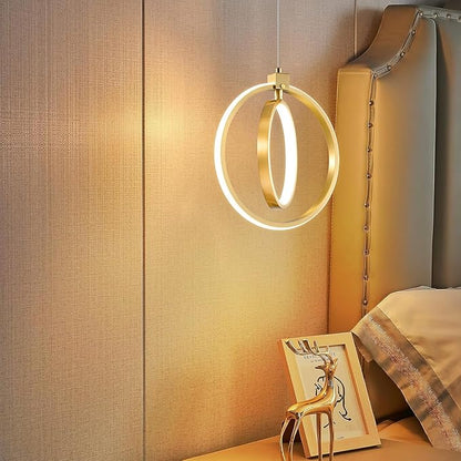 Modern LED Chandelier Gold Ring Pendant Light Fixtures 4000K Dimmable Height Adjustable Pendant Lighting for Dining Room Kitchen Island Bedroom Living Room Foyer（3-Pack）