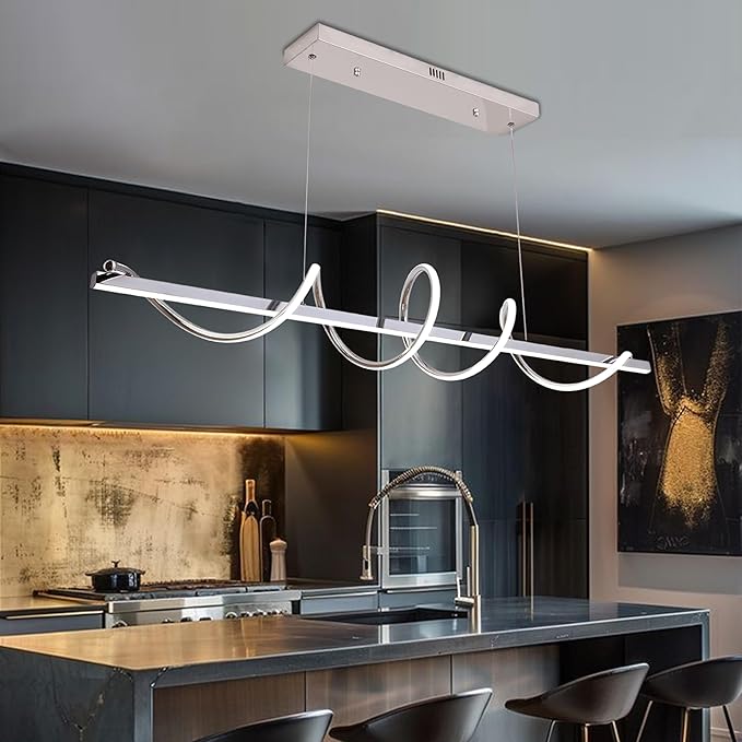 Modern LED Pendant Light Fixture,47.24inch Modern Chandelier Light Fixtures Dimmable with Remote 3000K-6500K Adjustable Color Temperature Brightness