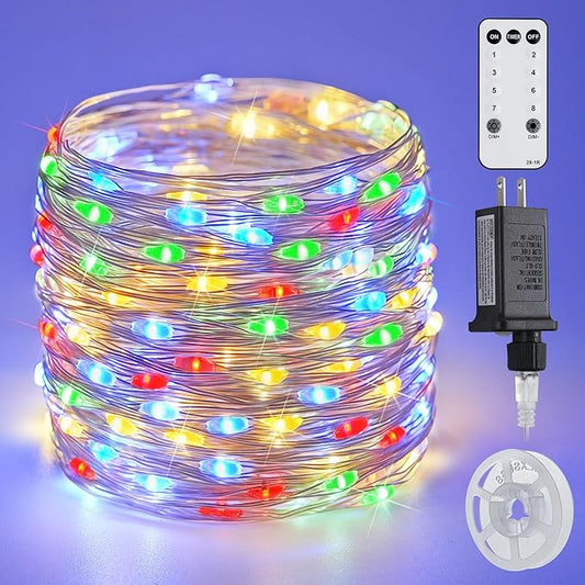 JMEXSUSS 200 LED Multicolor Fairy Lights Plug in, 66 ft Christmas Tree Light Outdoor Waterproof, 8 Modes Christmas Twinkle Lights for Bedroom Christmas Tree Decor