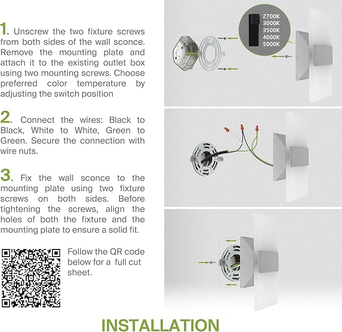 ASD 14 Inch Indoor LED Wall Sconce - 24W 2700K-5000K Dimmable Brushed Nickel Wall Sconce Lights for Living Room, Bedroom, Bathroom, Hallway - Modern Wall Sconces Hardwired, ETL Interior Light Set of 2