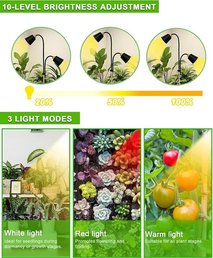 Standing Plant Grow Light, LED Growing Light Full Spectrum for Indoor Plants，4/8/12H Timer, 10-Level Brightness,Flow Grow Light for Tall Large Indoor Plants