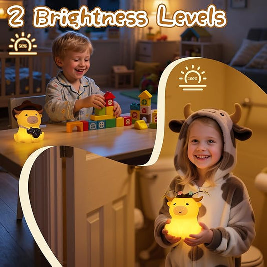 YuanDian Highland Cow Night Light, Squishy Silicone Lamp. Rechargeable, Dimmable with Timer, Touch Control for Bedside, Gift Nightlight for Breastfeeding Toddler Baby Kids (No Accessories Included)