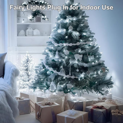 66FT 200LED Christmas Lights Plug in,Connectable Fairy Lights with Plug/Timer/8 Modes, Christmas Tree Lights Lighting Outdoor Indoor Garden Party Wedding Christmas Tree Decoration(Cool White)