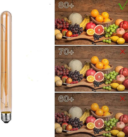 T30 Tubular Edison Light Bulb 40W Amber Vintage Edison Bulb Incandescent Filament Bulb T300 E26 2200K Dimmable Antique Golden Tinted Glass Bulb for Wall Sconce Pendant Lighting(4 Pack)