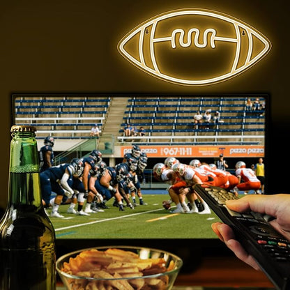 Lumoonosity Football Neon Sign - Football Neon Light for Boys’/Teens’ Bedroom, Game Room, Bar, Wall, Football Room Decor - Football Led Signs for Fans - Cool Sports Decor Signs - 15.8 x 8.3-inch