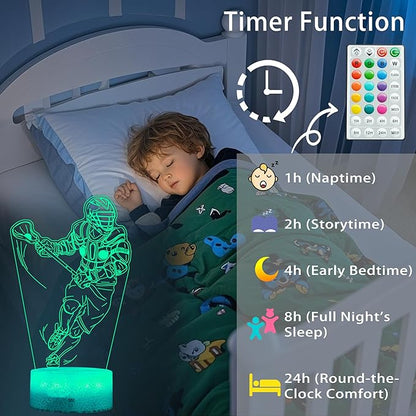 Lacrosse Gifts for Men, Lacrosse Night Light with Remote Control, 16 Colors Changing, Timer, RGB Flashing Mode and Dimmable, Gifts for Boys Christmas Decor