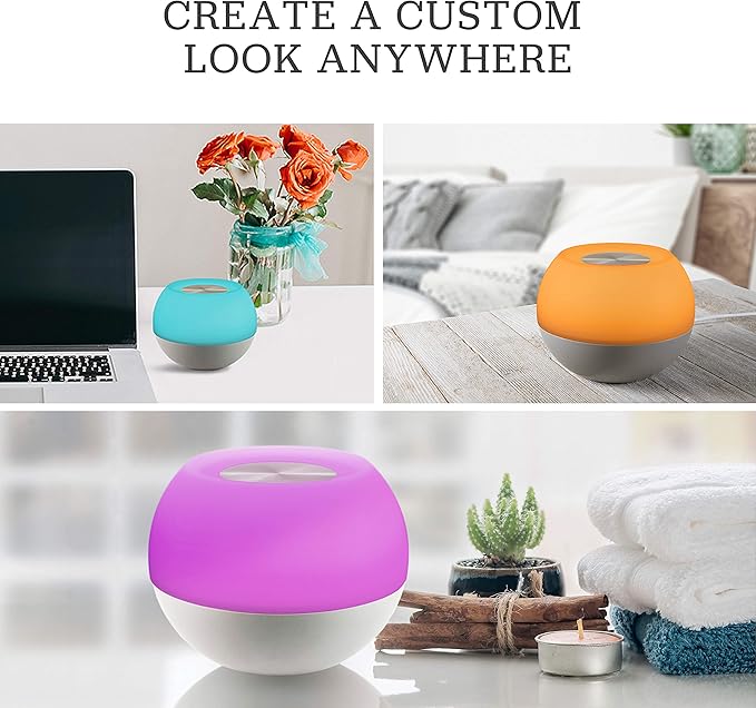 Enbrighten Color-Changing LED Lamp, Modern Night Light, Dimmable White & Vibrant RGB, Touch Sensor On/Off, Compact, Ideal for Bedside, Office, Dorm, Kid's Room, Gray, 48080