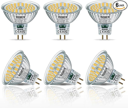 MR16 GU5.3 LED Bulbs, 6.5W Neutral White 4000K Light Bulbs, 60W Halogen Bulb Equivalent, AC/DC12V Low Voltage Bulb, 580Lm Spotlight Bulbs, Non-dimmable, 120° Beam Angle, Pack of 6
