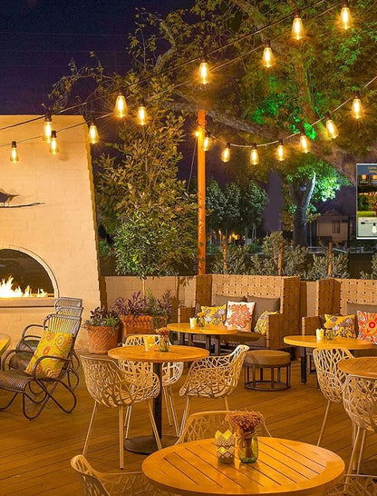 Larkvue 50FT(2x25FT) Outdoor String Lights, Patio Lights with 20+2 LED Dimmable Waterproof ST38 Vintage Bulbs for Backyard Bistro Cafe Deck, Black
