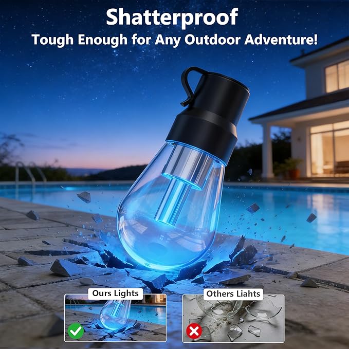 Beizelte Outdoor String Lights, 150FT RGB+IC Outside Light Dimmable Shatterproof LED Bulbs, IP67 Waterproof Chasing Effect Lighting DreamColor Patio Strip Lights for Backyard, Balcony, Outdoor Living