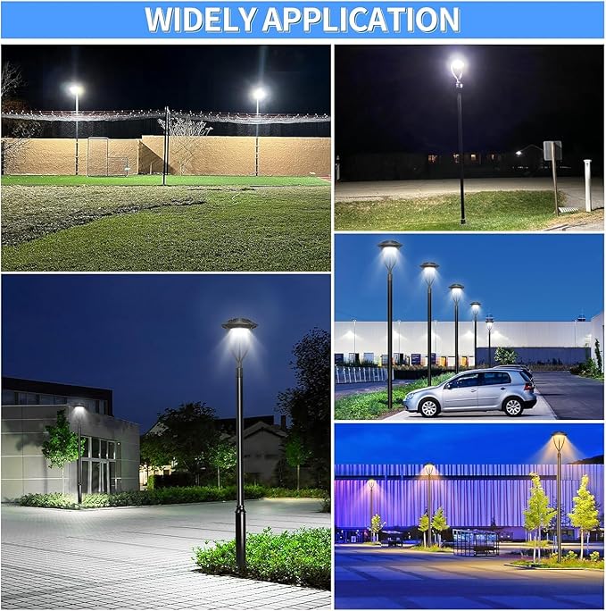 ADUB LED Post Light with Photocell, 60W 48W 36W Adjustable LED Post Top Light 3000K 4000K 5000K CCT Tunable, ETL Listed Outdoor Pole Light, IP65 Lamp Post Fixture Commercial Lighting, AC100-277V
