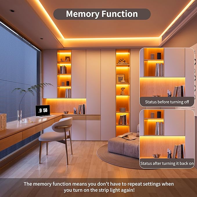 PAUTIX COB LED Strip Light,Amber LED Strip Lights 2000K,DC24V Dimmable 20ft/6.1m High Lumen Tape Light Kit for Cabinet,Painting,Bedroom,Kitchen,with RF Remote Timer Function