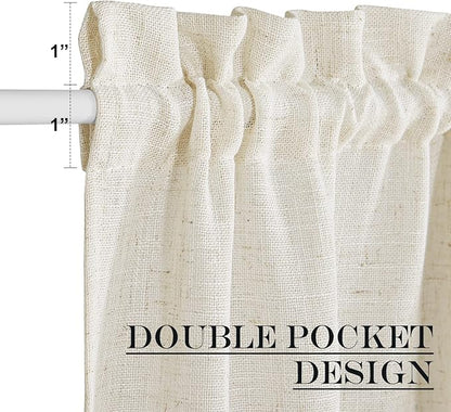 NICETOWN Semi Sheer Door Curtain - Linen Blend Privacy French Door Curtain for Kitchen Rod Pocket Window Treatment Cover Farmhouse Decor for, 52" Wide x 40" Long, 1 Panel, Linen