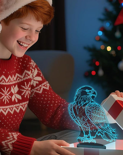 3D Illusion Eagle Night Light, Cartoon Table Lamp with Remote Control, 16 Colors, Kids Bedroom Decoration, Creative Birthday Christmas Eagle Gifts for Boys Girls