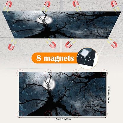 6 Pcs Fluorescent Light Covers for Ceiling Lights with 48 Magnets Decorative Magnetic Light Filters for Classroom Office Kitchen Decoration(Branch)