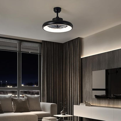 Oval AIR Loren 20" Small Smart Ceiling Fan with Light, Semi Flush Mount, Quiet 6-Speed Reversible Motor, Dimmable LED, Adjustable CCT, App & Remote Control, Modern, Black AIR8002B