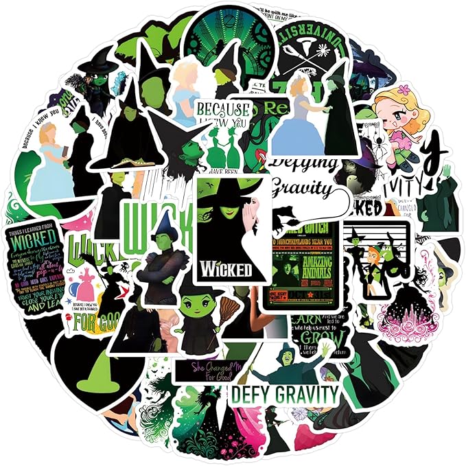 50pcs Witchy Stickers for Teens Adult, Waterproof Vinyl Movie Decal for Water Bottle Skateboard Guitar Travel Case Bike Laptop,Car Bumper,Luggage,Phone (Wick55)