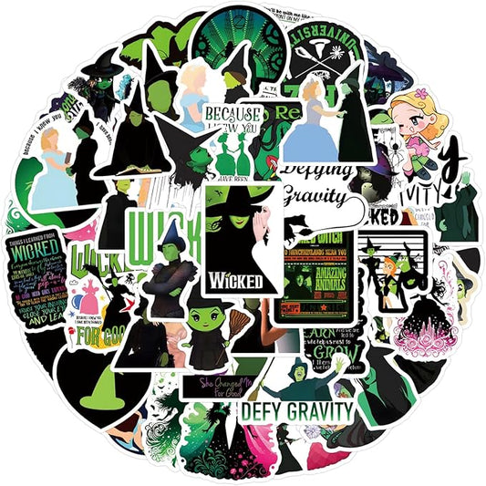 50pcs Witchy Stickers for Teens Adult, Waterproof Vinyl Movie Decal for Water Bottle Skateboard Guitar Travel Case Bike Laptop,Car Bumper,Luggage,Phone (Wick55)