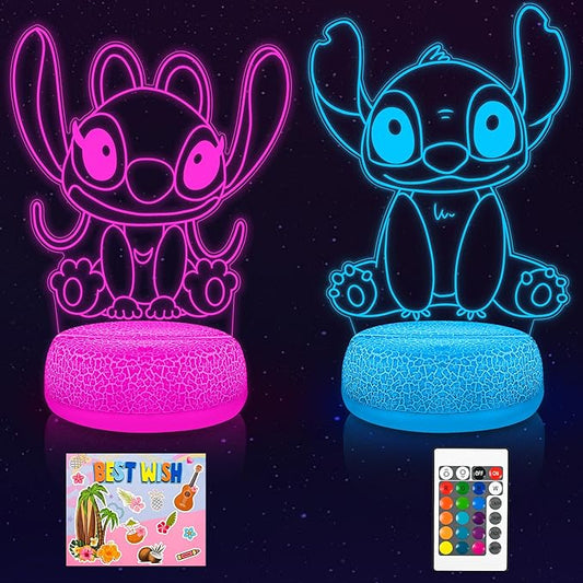 3D Angel Stuff Lamp,16 Colors Gifts for Girls Boys Bedroom,Cool LED Night Light Room Decor Christmas Birthday Gifts for Smart Kids - with Greeting Card