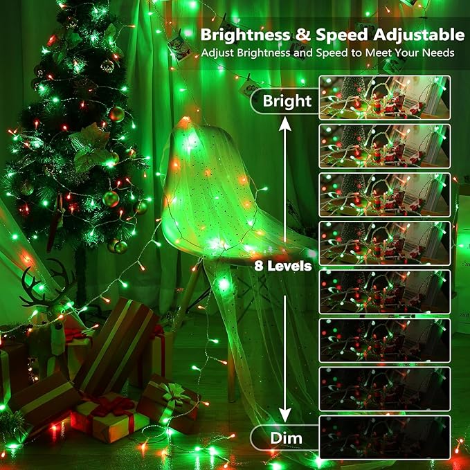 BrizLabs RGB String Lights, Color Changing Red White Blue Patriotic Lights, 100 LED 33ft USB Mini Christmas Light String Dimmable, Remote Twinkle Fairy Light Clear Wire for Xmas Halloween Party Room