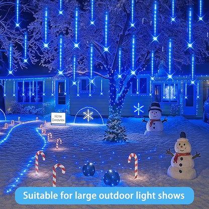Purtuemy Blue Christmas Icicle Lights Outdoor: 40 Tube(Equivalent to 5 Sets of 8-Tubes) Meteor Shower Rain Lights - Waterproof Christmas Halloween Decorations for Yard Outside Tree Roof, UL Plug
