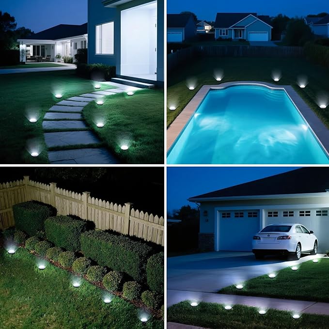 vighep Mini Solar Ground Lights, 24 Pack 2.2 Inch Solar Lights Outdoor Waterproof, Mow‑Over Safe, Upgraded LED Flat Landscape Lighting for Outside Pathway Garden Patio Yard Driveway,Cold White