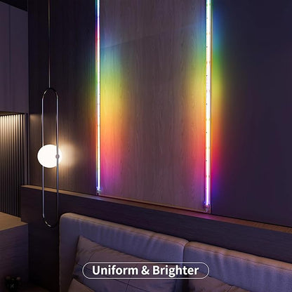 MIWISE RGB Smart IC COB LED Strip Light,32.8ft Color Chasing Flexible LED Tape Light,WS2811 Addressable RGB Strip with APP Control/Music Mode,Work with Alexa/Google,for Home DIY Lighting Projects