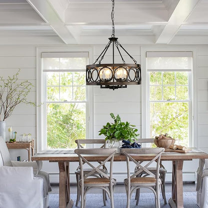 Rustic Chandeliers Farmhouse Chandelier Lighting for Dining Room,6-Light Close to Ceiling for Entryway Kitchen Island Foyer, Vintage Farmhouse Chandelier Lighting Fixture