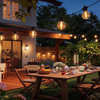 66FT Outdoor String Lights with Remote, 27 Dimmable Shatterproof LED G50 Bulbs, Waterproof Patio & Backyard Lights for Pergola, Deck, Garden, Bistro, Commercial Grade Hanging Lights