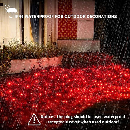 Dirnun Led Christmas Net Lights Red Outdoor Christmas Lights 160LED 5ftx7ft, Waterproof Outdoor Indoor Fairy Mesh Net Light for Xmas Party, Yard, Patio, Trees, Shrubs, Bushes Decorations