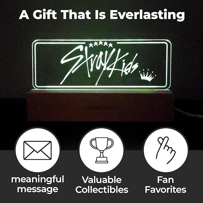 Stray Kid.s Night Light, Kpop Merchandise, Korean Idol Lamp for Stay, 7RGB Color, Dimmer, 8.3 x 4.2 x 1.7