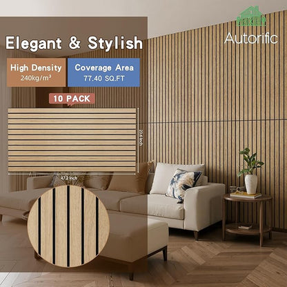 Wood Veneer Sound Panels, 10 Pack 47.2”x23.6” Wall Panels, Decorative Acoustic Panels for Walls, for Office,Home Theater,Studio,Living Room, Teak(Mitred)