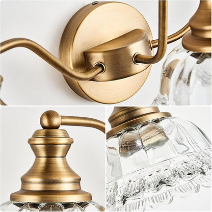 XIEDUN Vintage Bathroom Vanity Light Fixture 3 Lights Vanity Lighting Matte Antique Brass Vanity Light for Bathroom