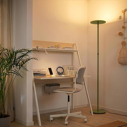 Brightech Sky LED Floor lamp, Torchiere Super Bright Floor Lamp for Living Room Decor & Office - Dimmable, Tall Standing Lamp with Warm Light for Bedroom & Reading - Green