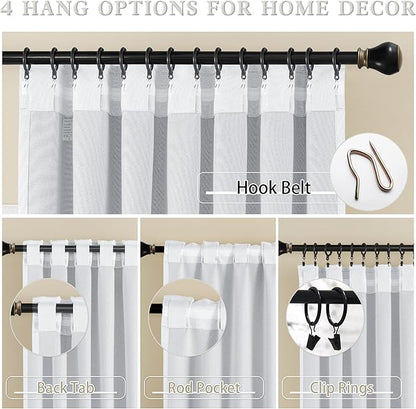 DUALIFE Greyish White Extra Long Curtains 108 Inches Long for Living Room Rod Pocket Back Tab 9 FT Tall Burlap Textured Drapes for High Ceiling Patio Sliding Glass Door Backdrop 50 By 108 Inch2 Pieces