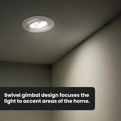 Feit Electric 6" LED Canless Directional Recessed Downlights w/Integrated J-Box, 65W Equivalent, Dimmable, 5CCT Adjusttable White, 850 Lumens, 50,000-Hour Lifetime, LEDR6XT/ADJ/6WYCA/4, 4-Pack