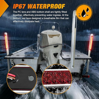 Nilight LED Tail Light 2PCS 17 Inch 40LED Red Running Tail Stop Brake Lights w/Chrome Bezel Waterproof Surface Mount for 12V Towing Trailer Truck RV Camper Boat