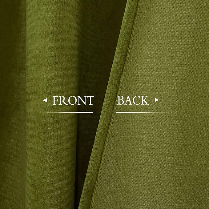 StangH Olive Green Velvet Curtains for Bedroom, Back Tab Light Blocking Thermal Insulated Window Door Drapes for Living Room/Farmhouse/Office, W52 x L84, 1 Panel