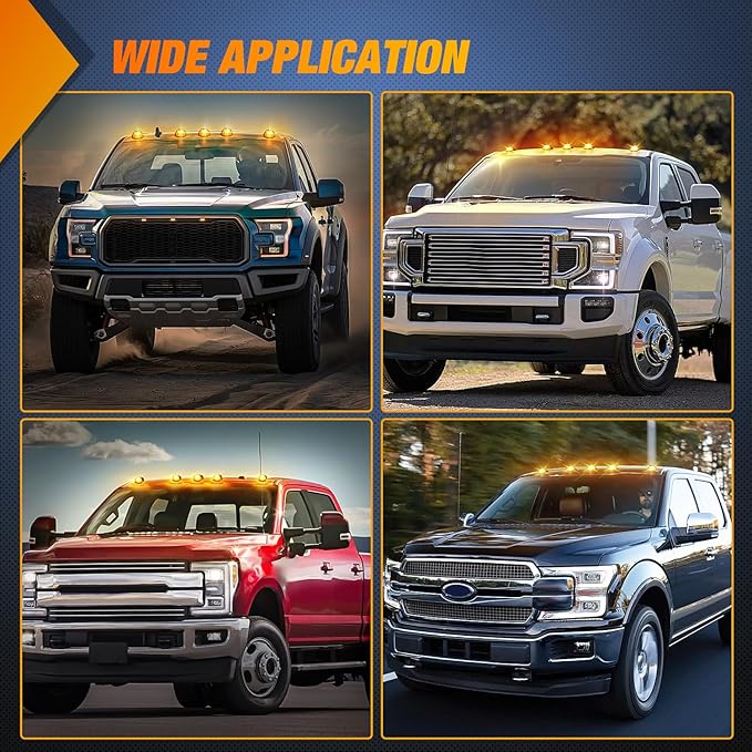 Nilight LED Cab Marker Lights Roof Running Light 5 PCS 9 LED Smoke Lens Amber Cab Clearance Light Compatible with 2017 2018 2019 2020 2021 Ford F250 F350 F450 F550 Super Duty Pickup Trucks