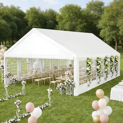 20x40 Party Tent Heavy Duty White Canopy Large Outdoor Event Shelter with Removable Sidewalls, Waterproof Gazebo for Wedding, Backyard, Parties