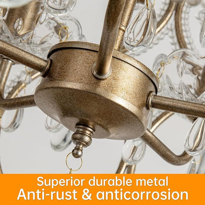 KSRYSZCQ 5-Light Crystal Chandelier 20“ French Country Chandelier Antique Silver Drum Chandelier for Dining Room Bedroom Living Room Kitchen Island