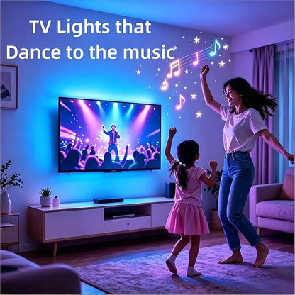 MORIACC LED Lights for TV, 16.4ft TV LED Backlight for 45-75 Inch TVs, Strip Lights with Music Sync, Bluetooth APP and Remote Control, USB Powered for Bedroom Gaming Home Decor